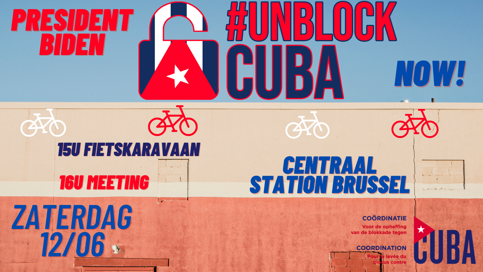 Fietskaravaan voor de opheffing van de blokkade tegen Cuba 12 juni